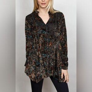 SNO SKINS Black and Blue Velvet Blouse